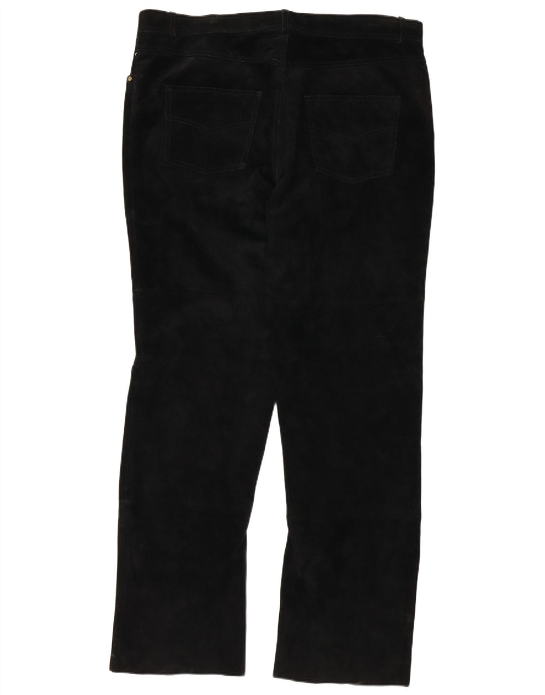 Auténticos pantalones rectos de gamuza para hombre 2XL W38 L32 Cuero negro