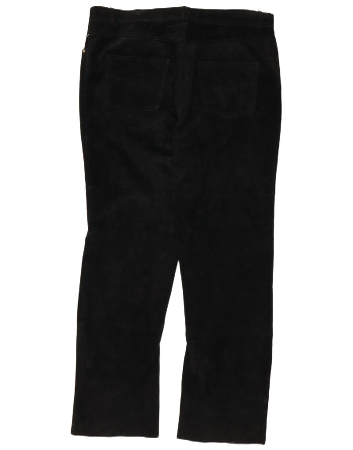 Auténticos pantalones rectos de gamuza para hombre 2XL W38 L32 Cuero negro