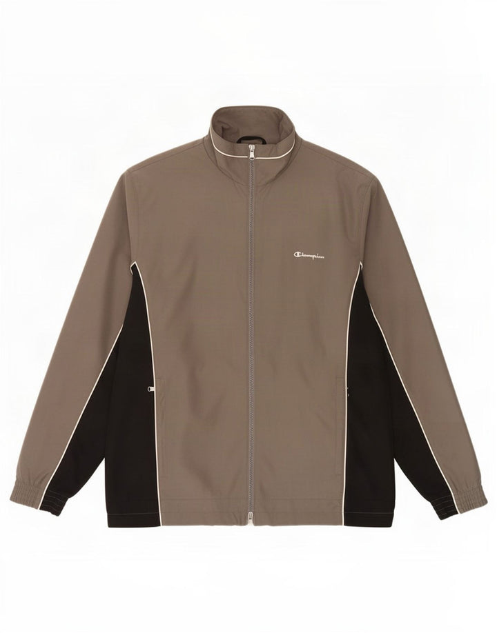 Champion Chaqueta de chándal para hombre, poliéster color block, talla pequeña, gris