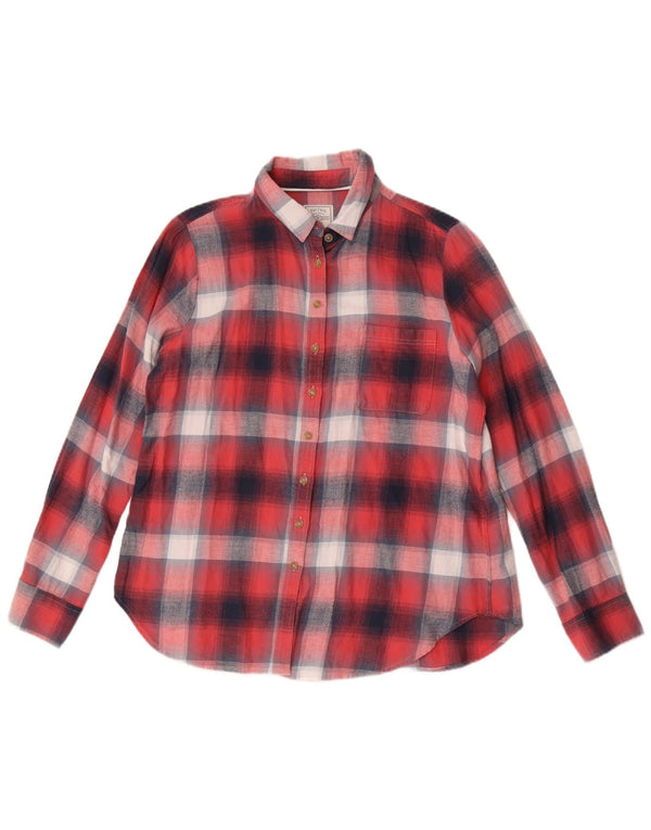 Camisa de franela de ajuste clásico para mujer de Fat Face UK 44 Large Red Check Cotton