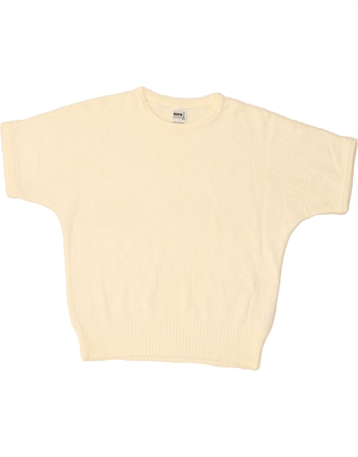 ASPA Womens Short Sleeve Crew Neck Jumper Sweater EU 40 Medium Yellow Vintage Aspa and Second-Hand Aspa from Messina Hembry 