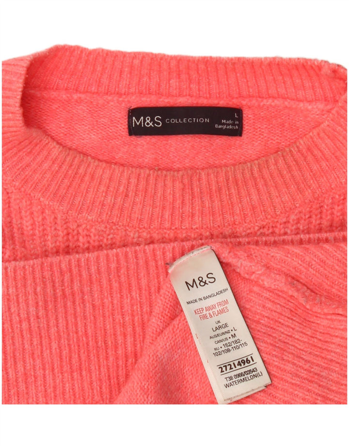 Marks & Spencer Jersey extragrande con cuello redondo para mujer, talla 40, color rosa