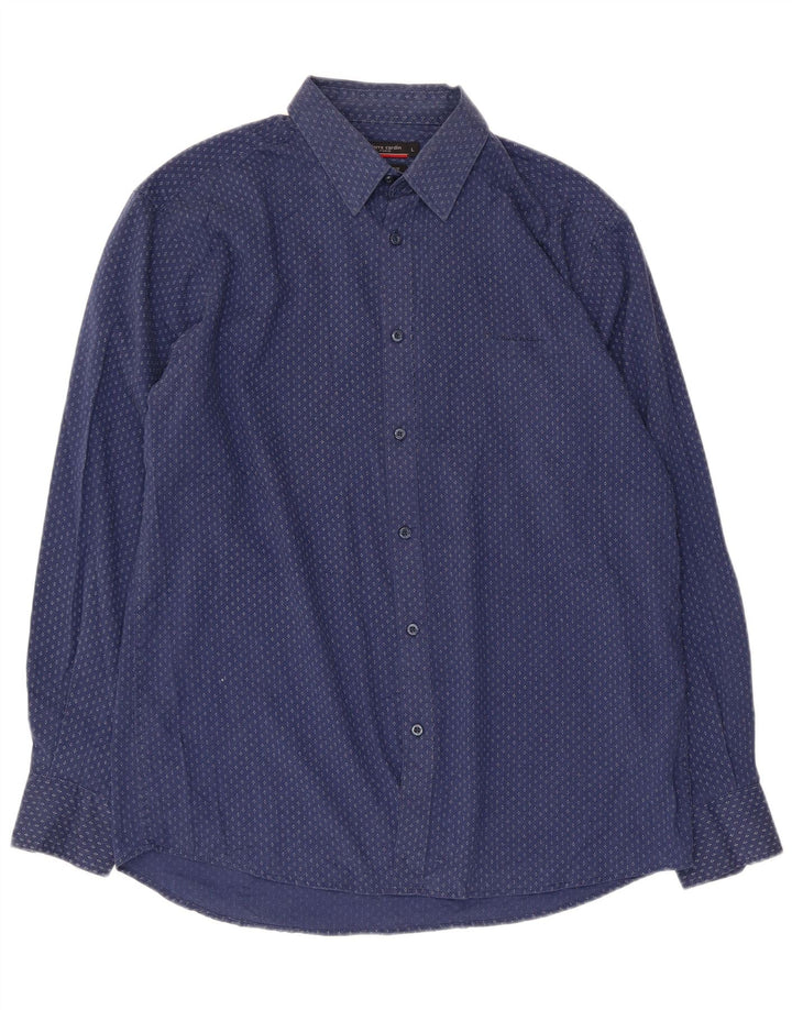 Pierre Cardin Camisa de corte regular para hombre Poliéster floral azul marino grande