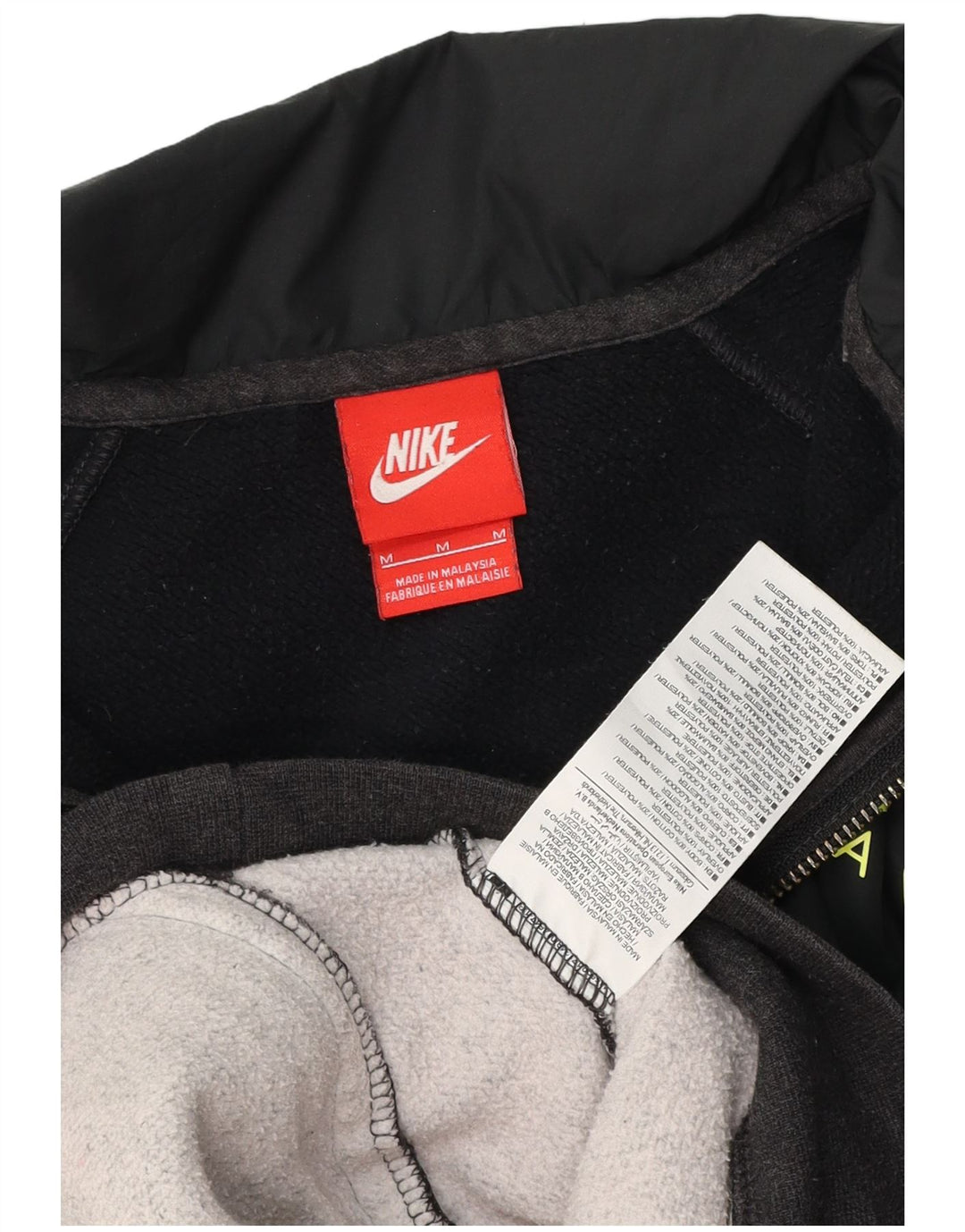 Nike - Sudadera con capucha y cremallera para hombre, algodón gris medio con bloques de color