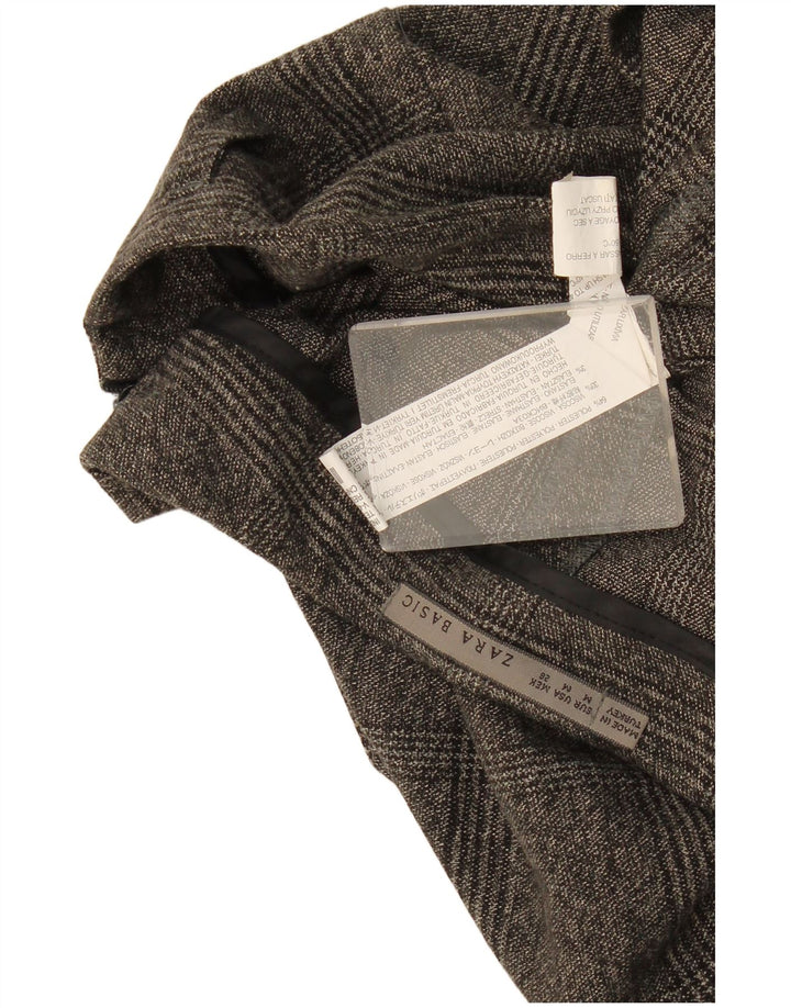 Zara Mujer Falda Recta Mediana W28 Gris Cuadros Poliéster