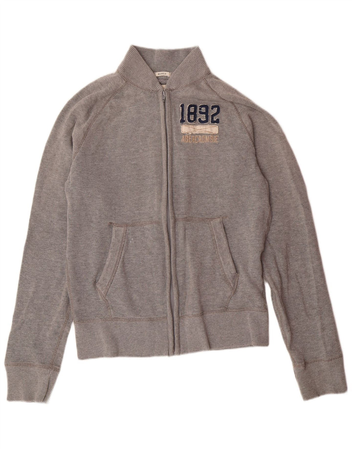 ABERCROMBIE & FITCH Chaqueta superior de chándal con gráfico para mujer UK 40 Grande Gris