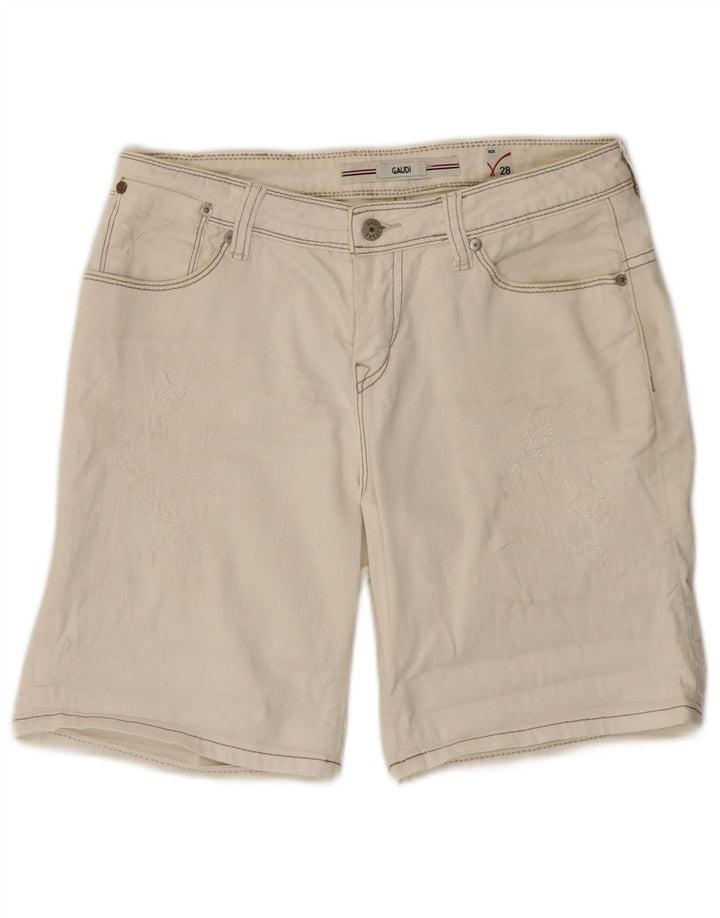 Pantalones Cortos De Mezclilla Gaudí Para Mujer W28 Algodón Blanco Roto Medio