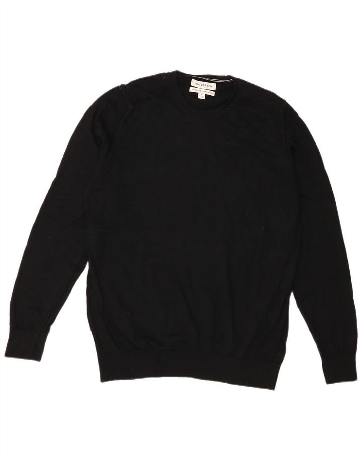 Marks & Spencer - Jersey de cuello redondo para hombre con autógrafo, talla grande, color negro