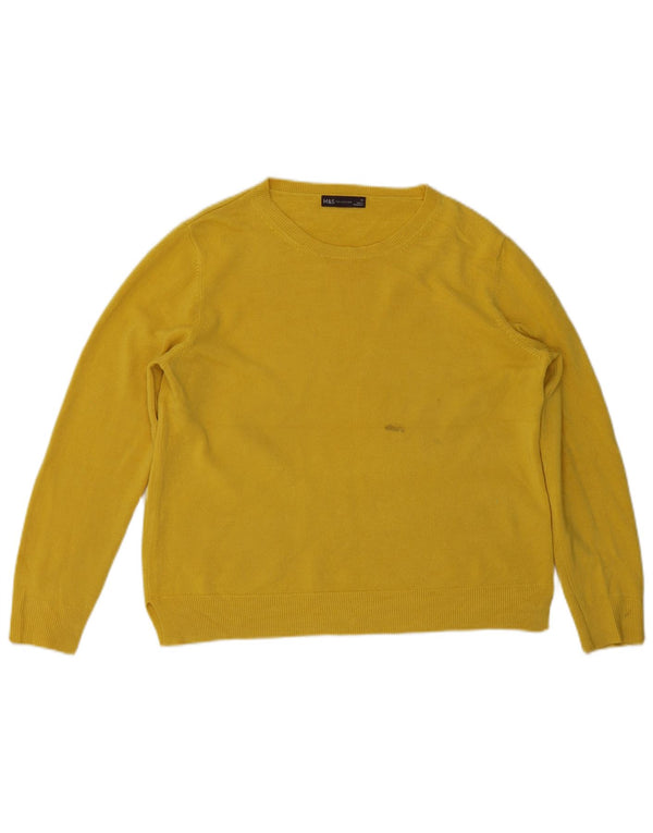 Marks & Spencer Suéter de cuello redondo para mujer UK 46 Grande Acrílico amarillo