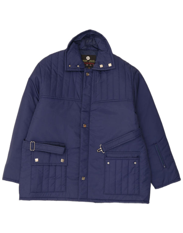 Chaqueta cortavientos vintage para hombre 42 XL Nylon azul marino