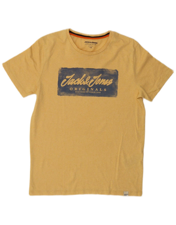 Jack & Jones Hombre Camiseta Gráfica Top Small Amarillo Algodón