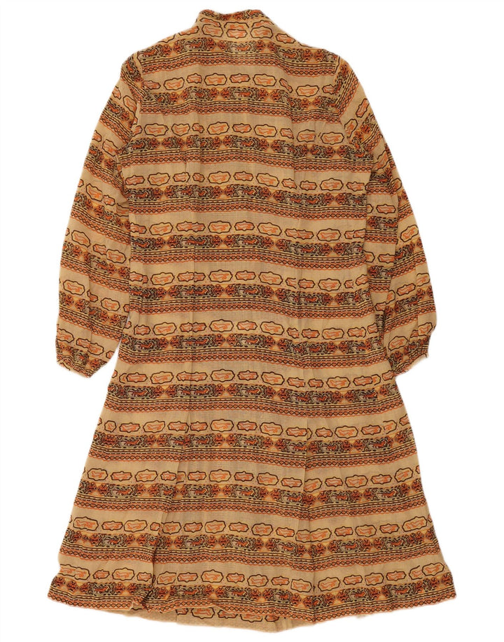 Vintage mujer A-Line vestido Reino Unido 12 medio multicolor Fair Isle
