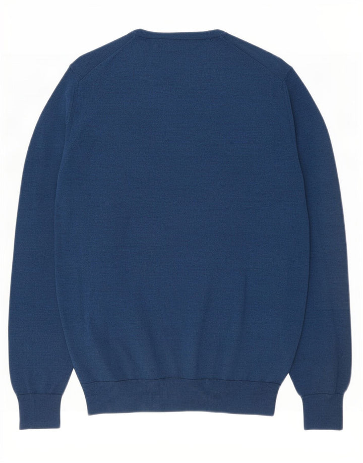 Marks & Spencer Jersey de cuello redondo para hombre de lana merino azul medio