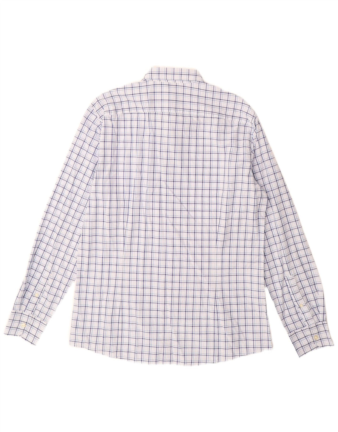 Camisa Benetton Hombre XL Algodón A Cuadros Azul