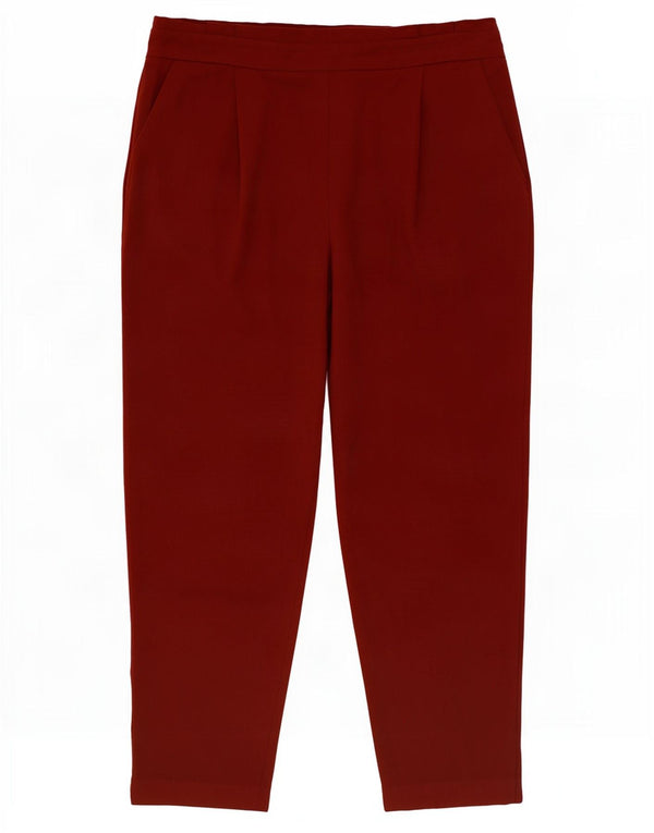 M&Co Pantalones casuales cónicos de cintura alta para mujer UK 46 Large W34 L27 Borgoña