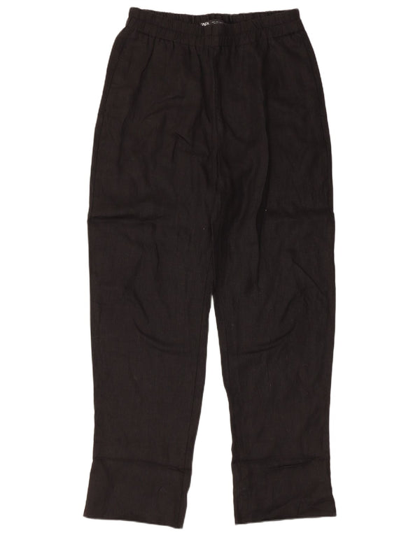 Zara Mujer Pantalones Casuales Rectos De Cintura Alta Grande W30 L30 Negro