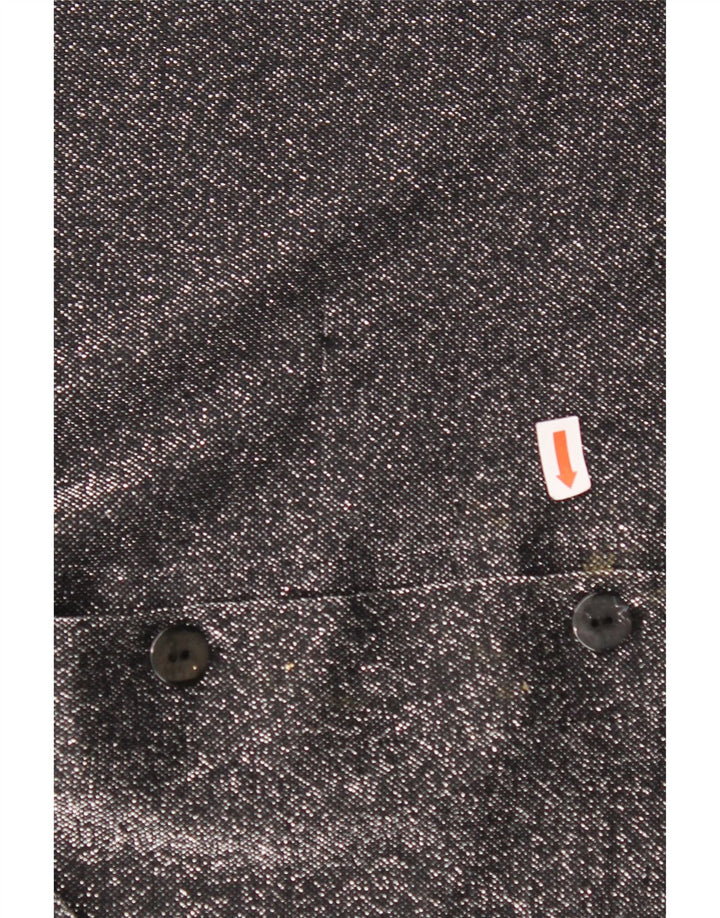 VINTAGE Blusa camisa de gran tamaño para mujer Reino Unido 16 Poliéster moteado negro grande