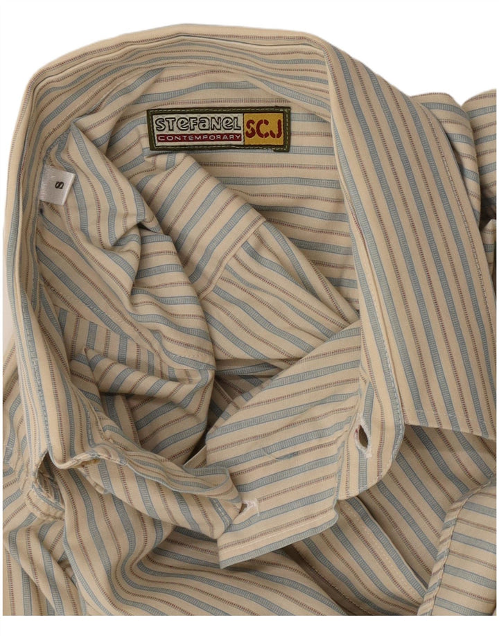 Camisa Stefanel Hombre Small Beige Rayas