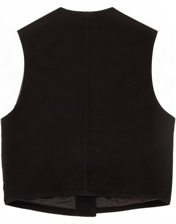 Chaleco vintage de ante para hombre XL cuero negro