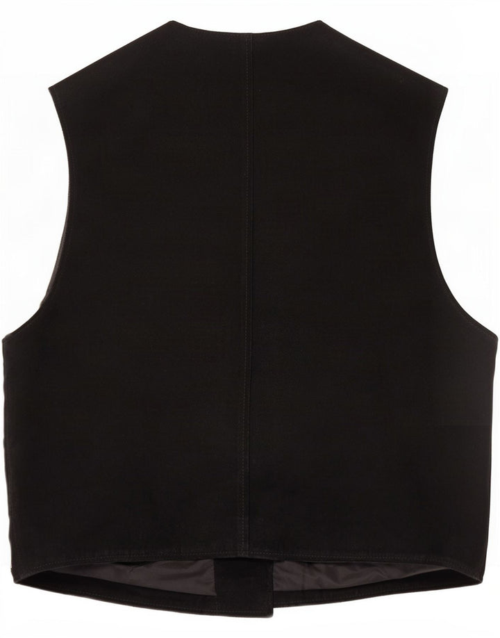 Chaleco vintage de ante para hombre XL cuero negro