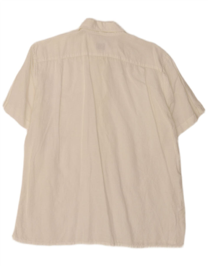 Lacoste Camisa tipo jersey de manga corta para hombre talla 42 grande lino blanco