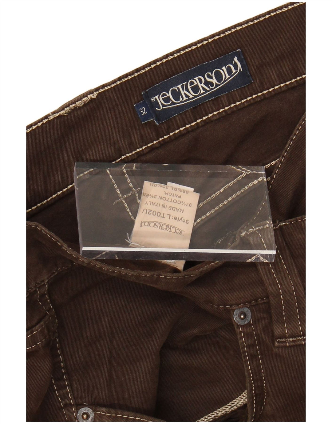 JECKERSON Pantalones casuales delgados para hombre W32 L34 Algodón marrón