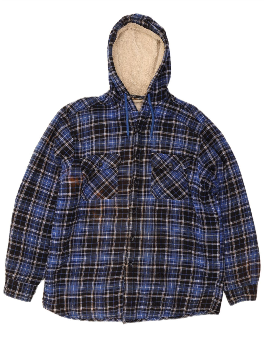 KINGCRAFT Camisa de franela de leñador con capucha para hombre IT 52/54 Large Blue Check