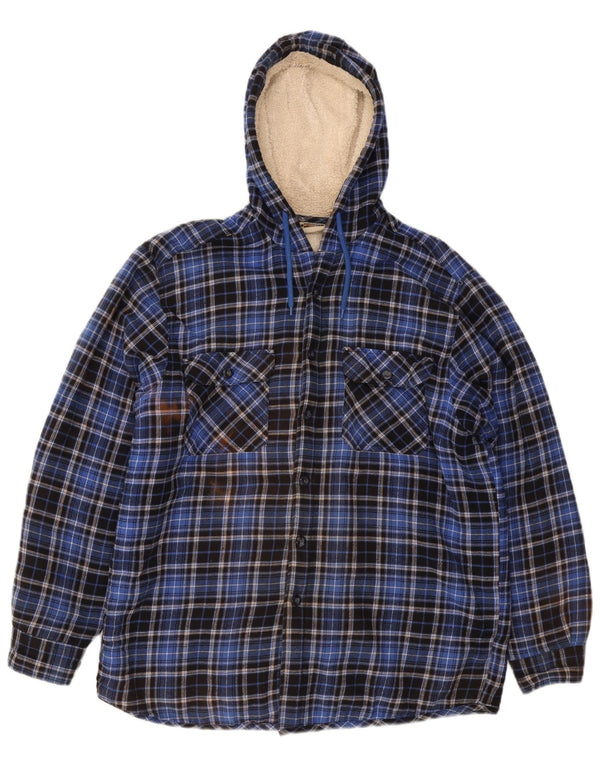 KINGCRAFT Camisa de franela de leñador con capucha para hombre IT 52/54 Large Blue Check