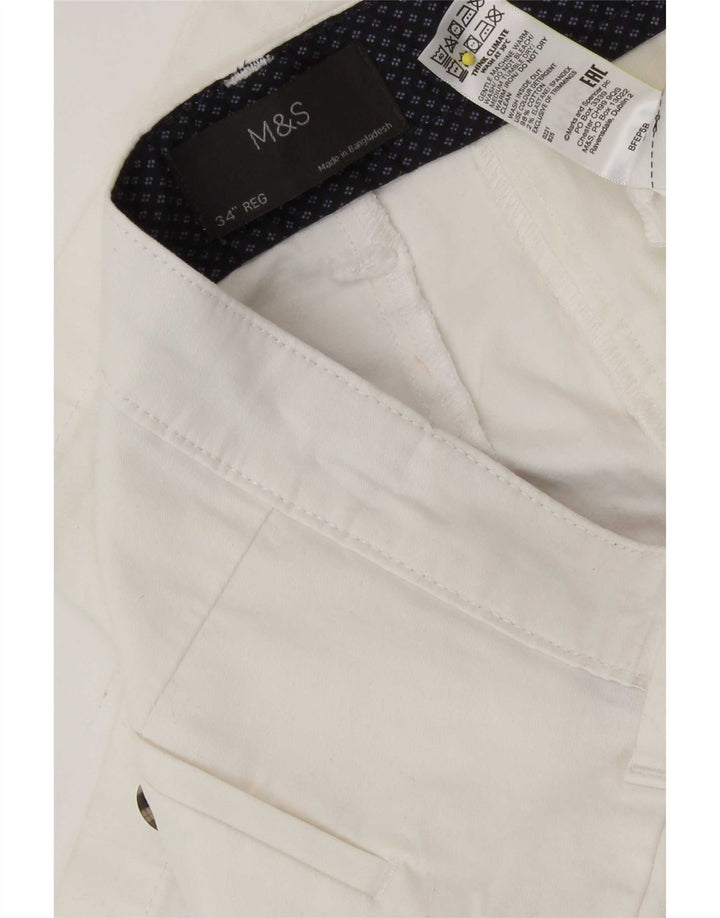 Marks & Spencer Pantalones cortos chinos para hombre W34 Algodón blanco grande