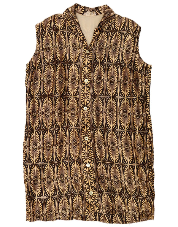 Confezioni Di Lusso Vestido camisero sin mangas para mujer IT 52 2XL Oro Geométrico