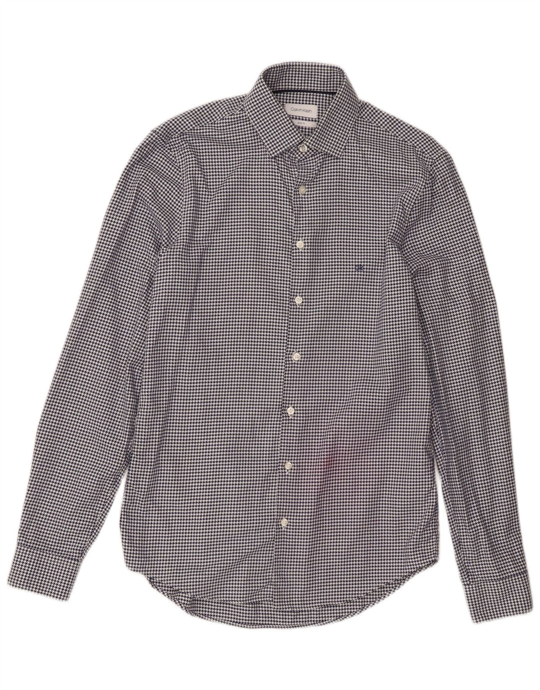 Calvin Klein Camisa para hombre Talla 38 15 Diseñador de pata de gallo azul marino mediano