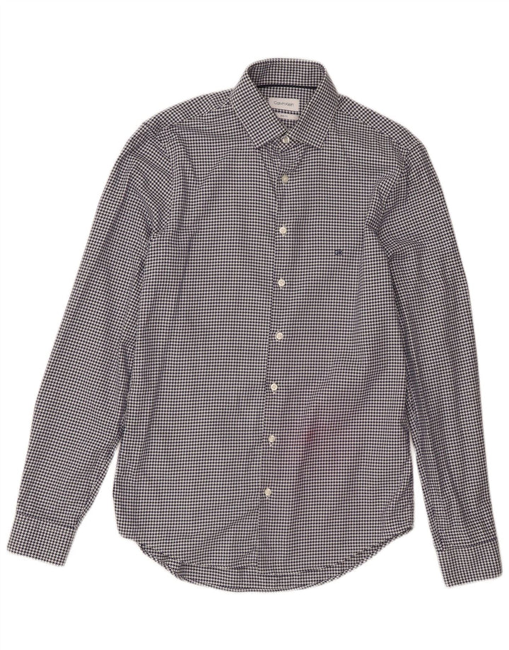 Calvin Klein Camisa para hombre Talla 38 15 Diseñador de pata de gallo azul marino mediano