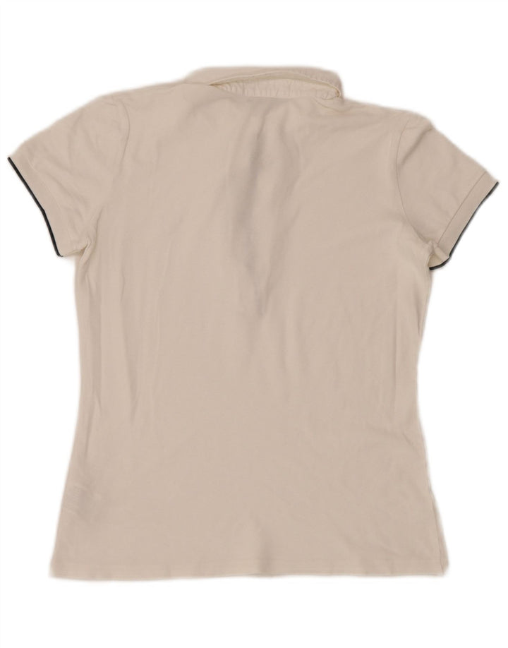 Fred Perry Polo con volantes en la parte delantera para mujer UK 10 Small White Cotton