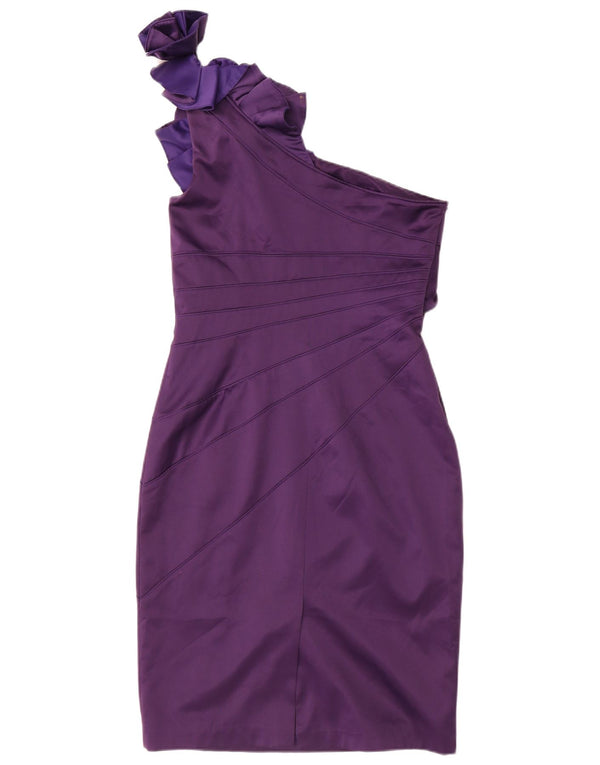Karen Millen Vestido de un Hombro para Mujer UK 44 Grande Púrpura Colorblock