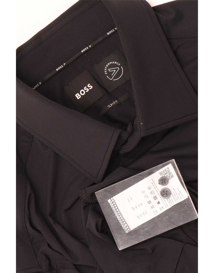 Camisa Hugo Boss Hombre Slim Fit Talla 40 Mediana Poliamida Negra