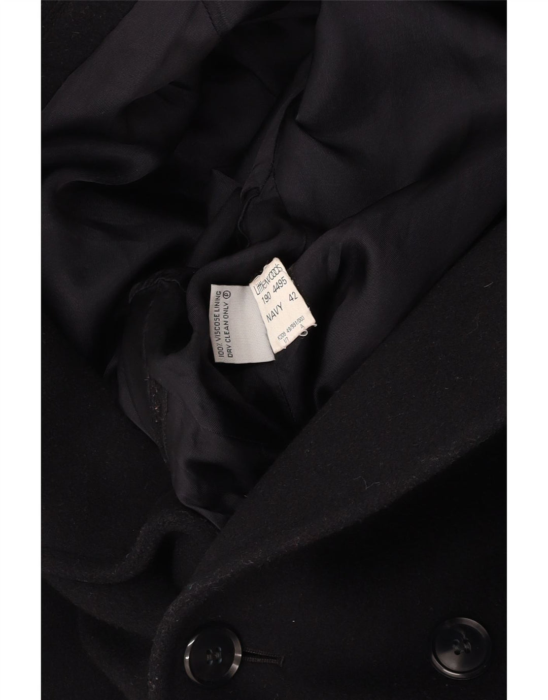 VINTAGE Abrigo de doble pecho para hombre Reino Unido 42 XL Lana azul marino