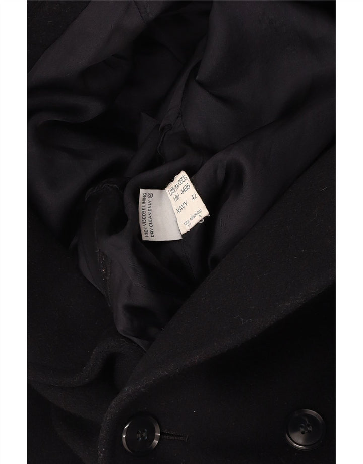 VINTAGE Abrigo de doble pecho para hombre Reino Unido 42 XL Lana azul marino