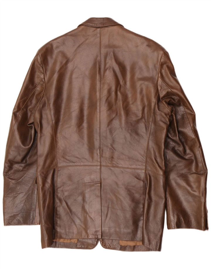 Vintage hombres chaqueta de cuero Reino Unido 36 pequeño marrón clásico