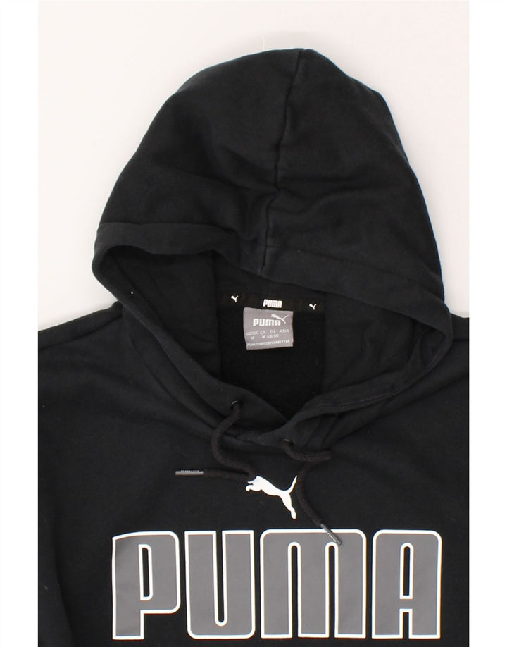 PUMA Mens Graphic Hoodie Jumper Medium Black Cotton Vintage Puma and Second-Hand Puma from Messina Hembry 