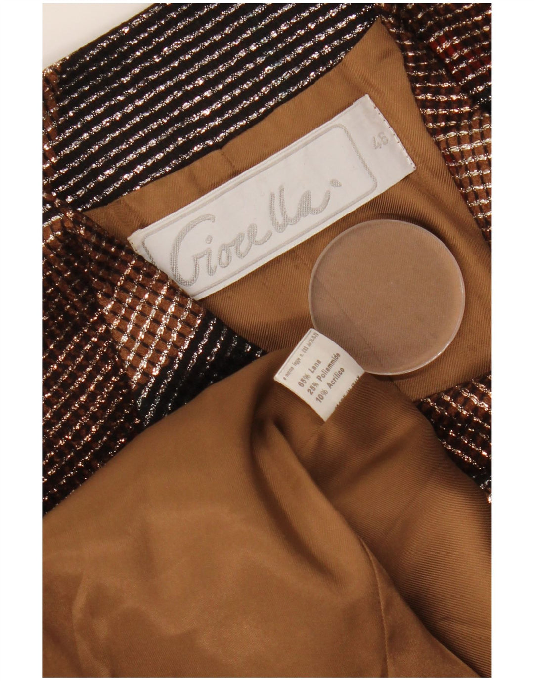 VINTAGE Mujer 1 Botón Blazer Chaqueta IT 46 Grande Multicolor Geométrico