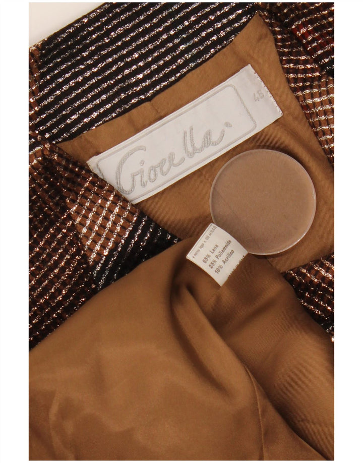 VINTAGE Mujer 1 Botón Blazer Chaqueta IT 46 Grande Multicolor Geométrico