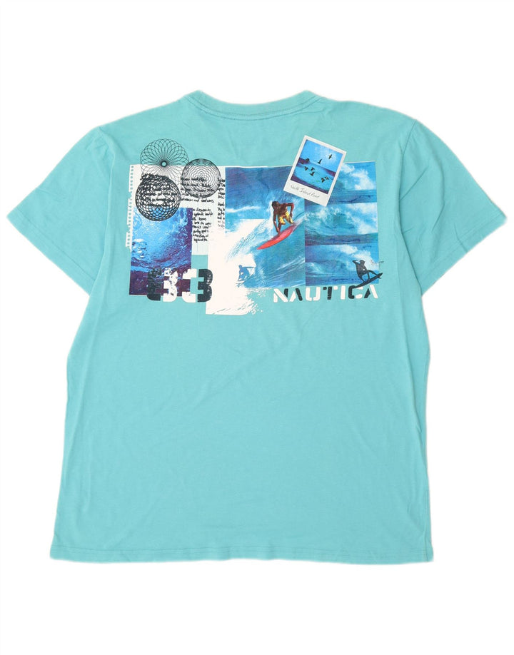 Nautica Camiseta gráfica para hombre Top medio algodón turquesa