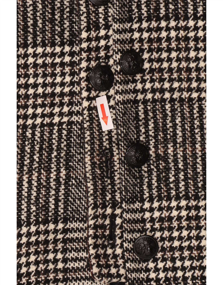 Zara Abrigo Mujer UK 40 Acrílico Pata De Gallo Gris Medio