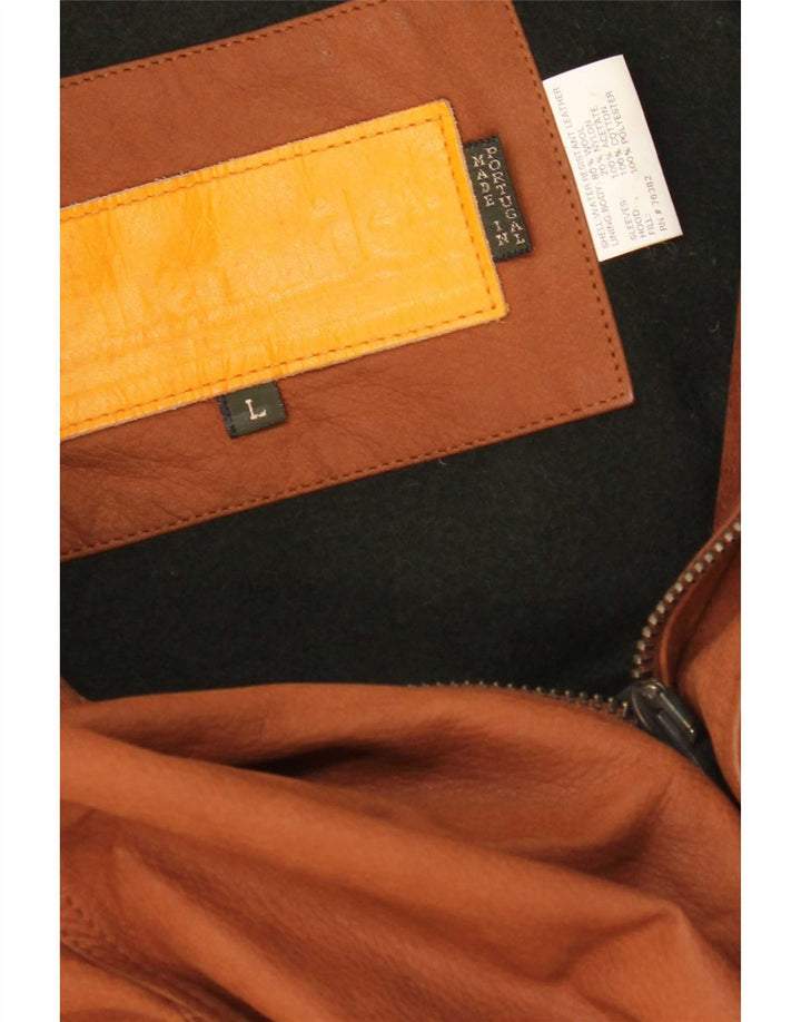 Timberland Chaqueta de cuero con capucha para hombre Reino Unido 40 Marrón grande