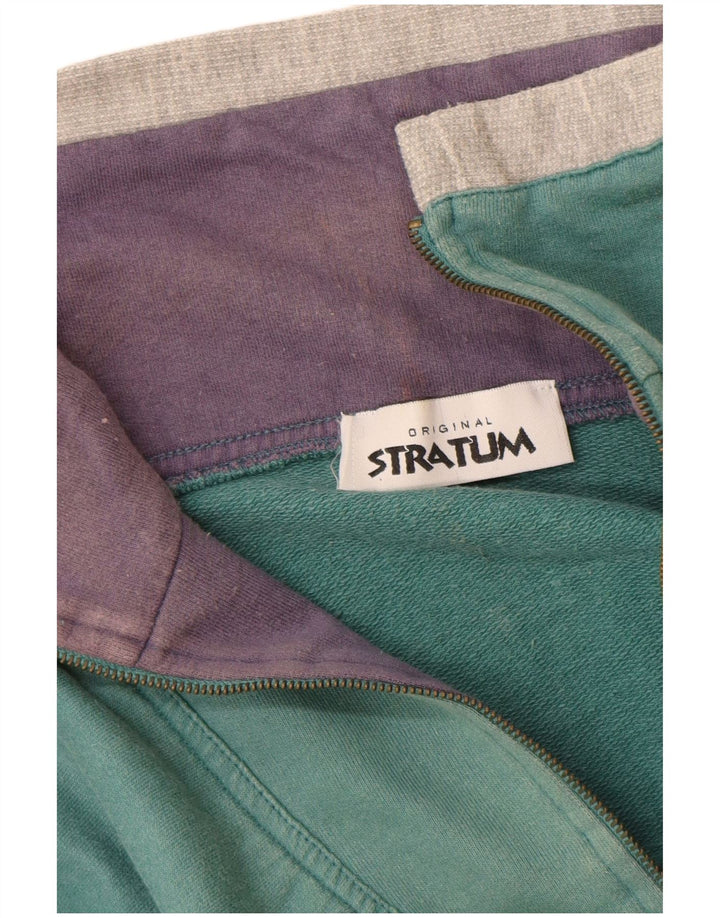 Vintage hombres sueltos ajuste gráfico sudadera jumper medio verde rayas