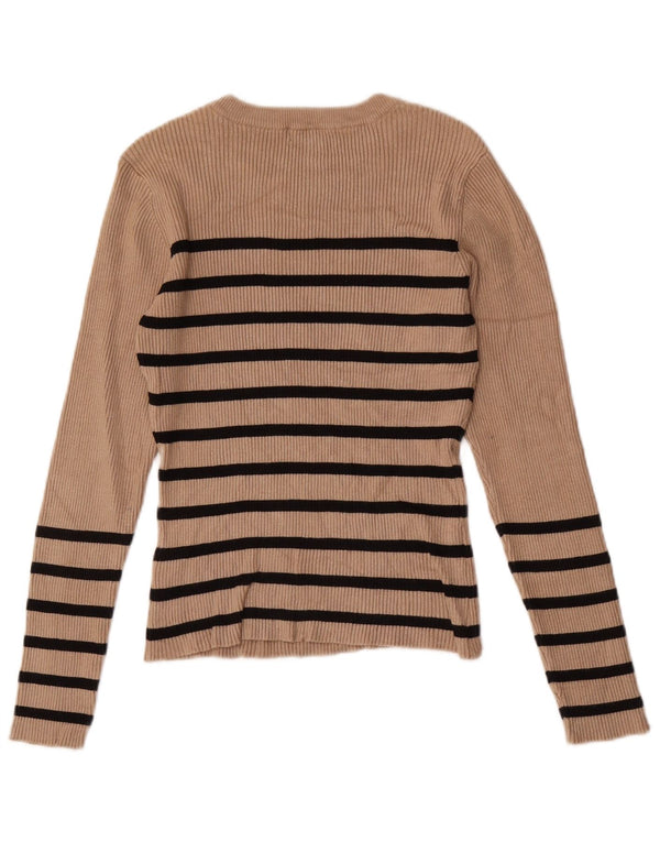Oasis Mujer Cuello Barco Jersey Jersey UK 8 Small Beige Rayas Viscosa