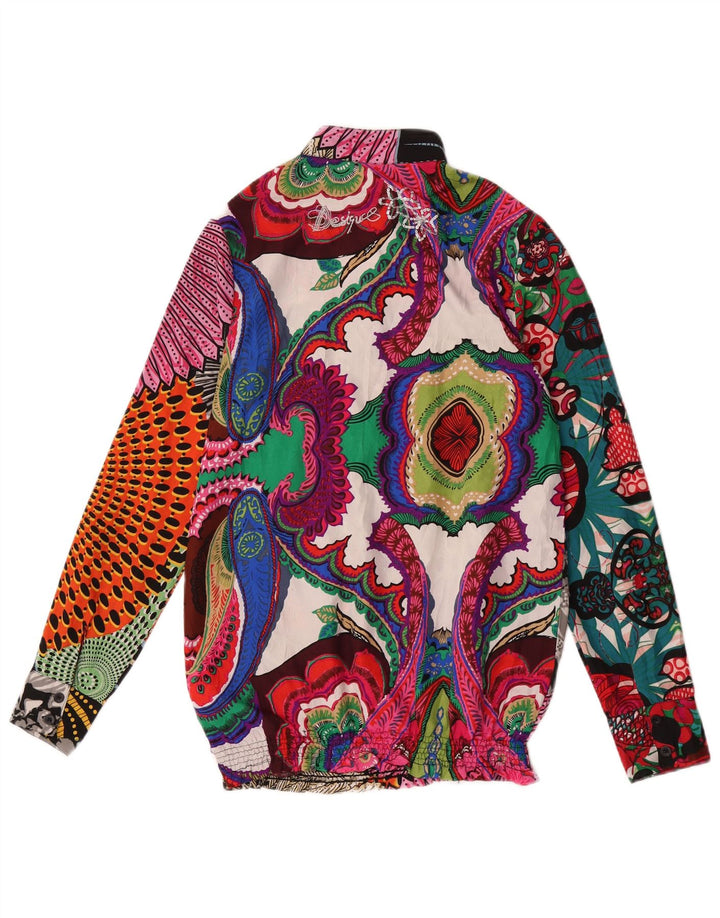 Desigual Mujer Jersey Camisa Blusa UK 10 Pequeño Patchwork Multicolor