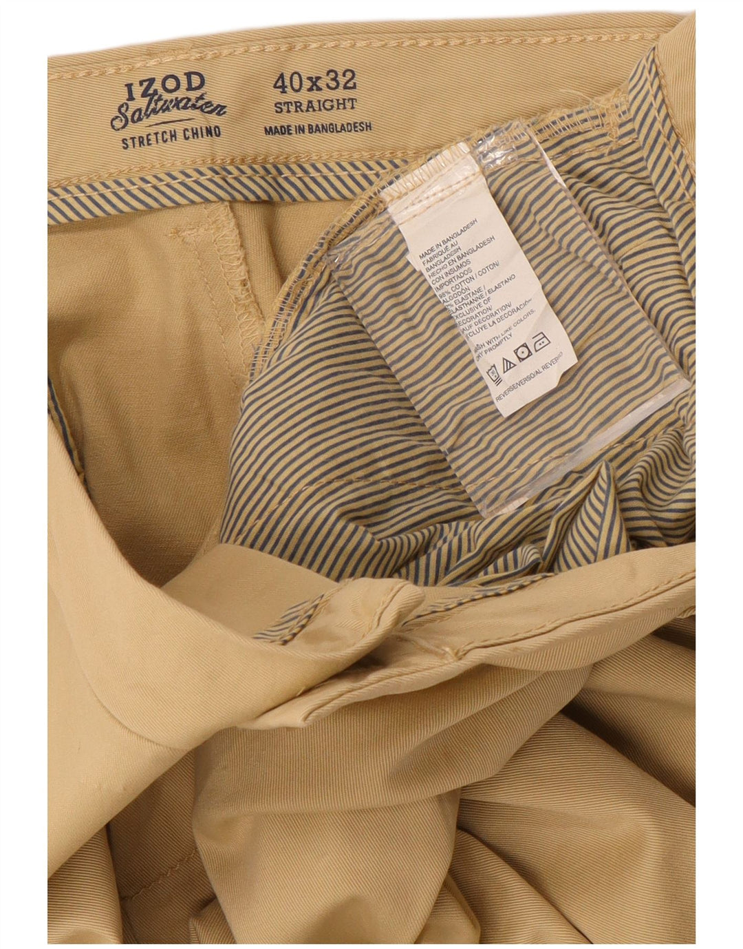 Pantalón Chino Recto Izod Hombre W40 L32 Algodón Beige