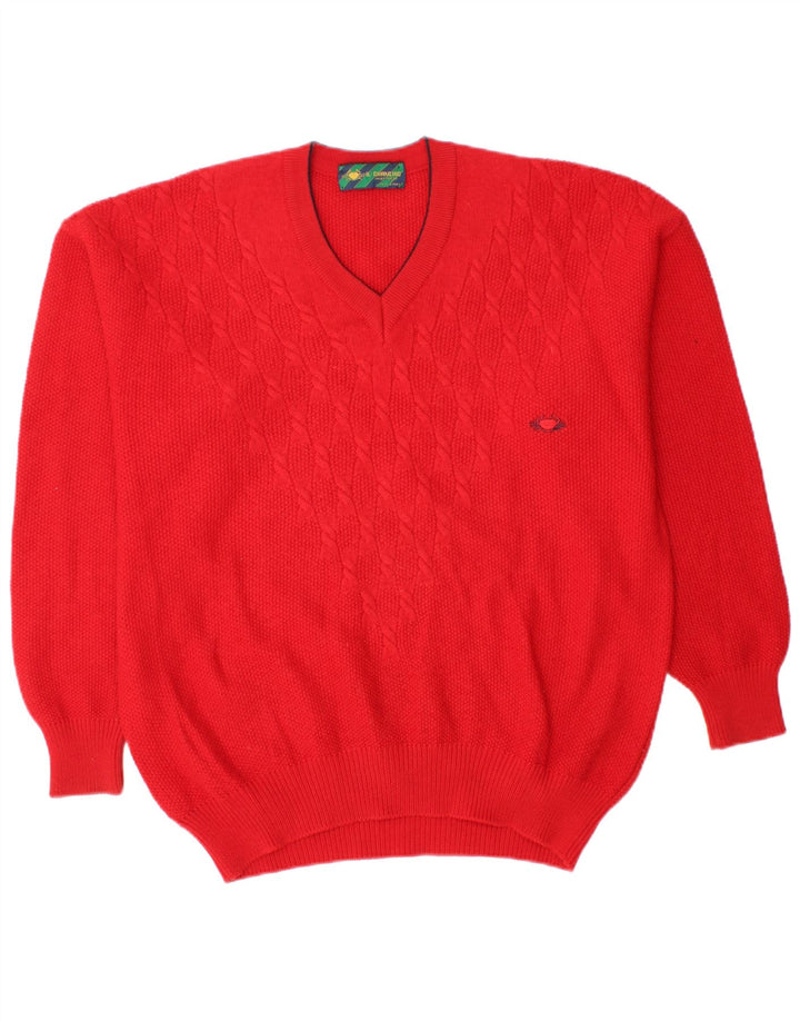 IL GRANCHIO Jersey con cuello en V para hombre, talla grande, rojo