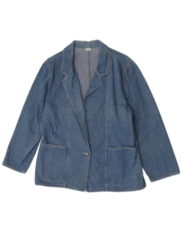 Vintage mujer 1 botón denim Blazer chaqueta Reino Unido 16 azul grande